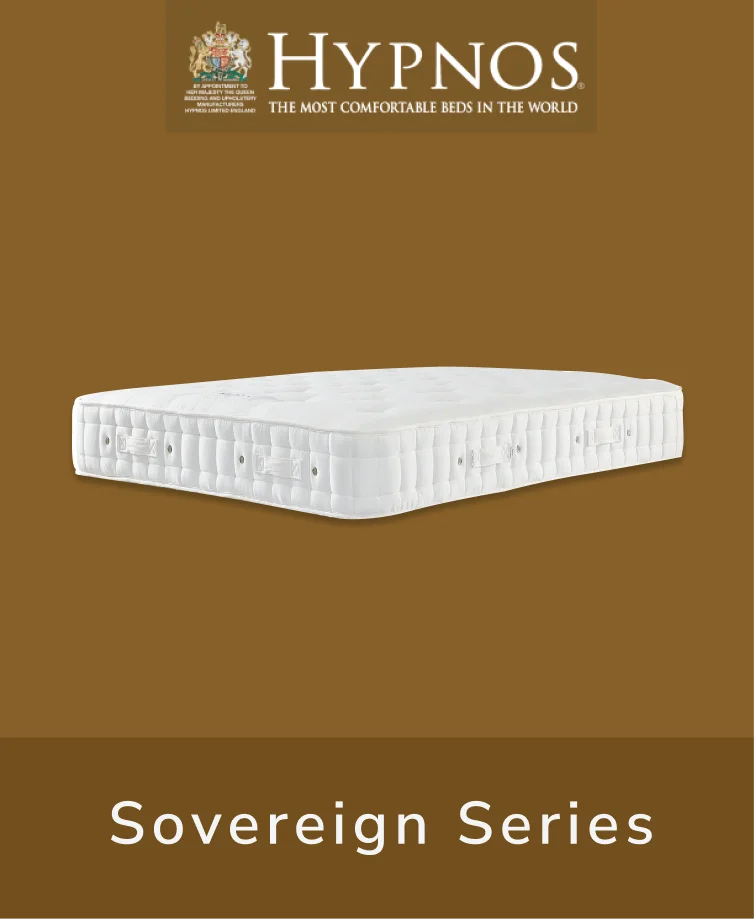 Hypnos Sovereign Series mattress with a quilted beige surface and contrasting side upholstery