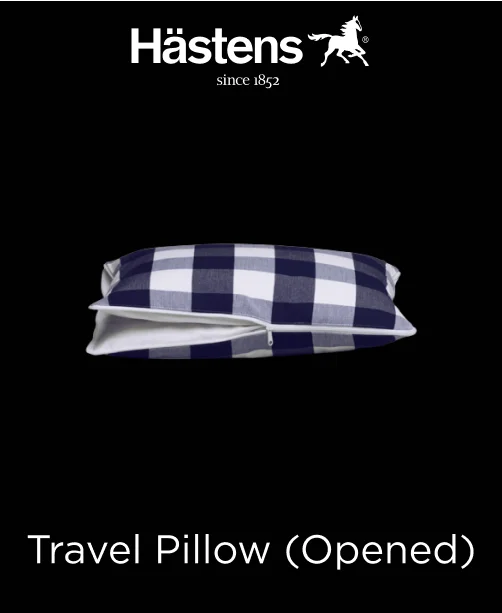 Compact Hastens Travel Pillow shown open, ready for use