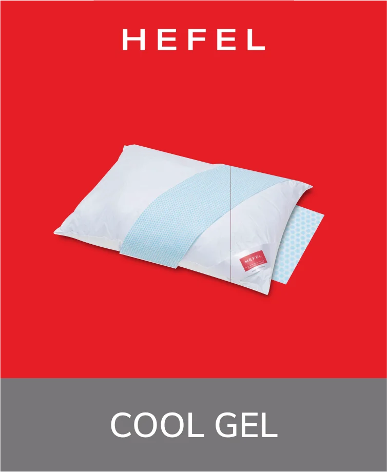 Hefal Cool Gel Pillow with a white cover and visible blue gel insert