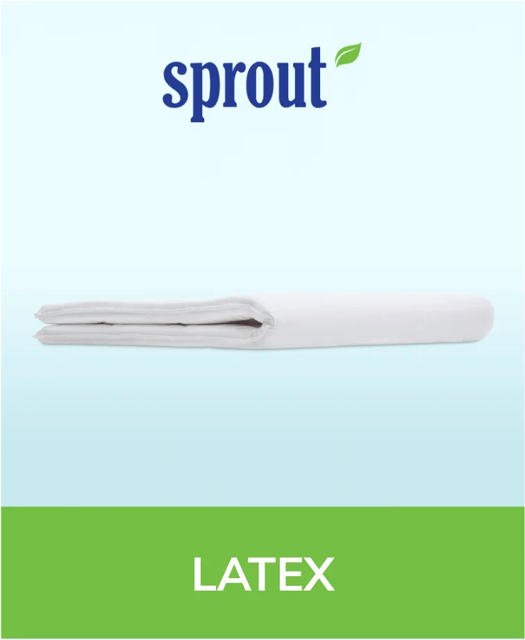 Sprout Latex mattress topper with a smooth, cream-colored surface